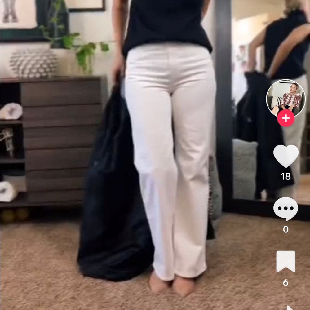 h&m high and wide white jeans